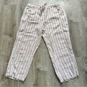Coldwater Creek White‎ and Red Relaxed Fit linen wide leg pants